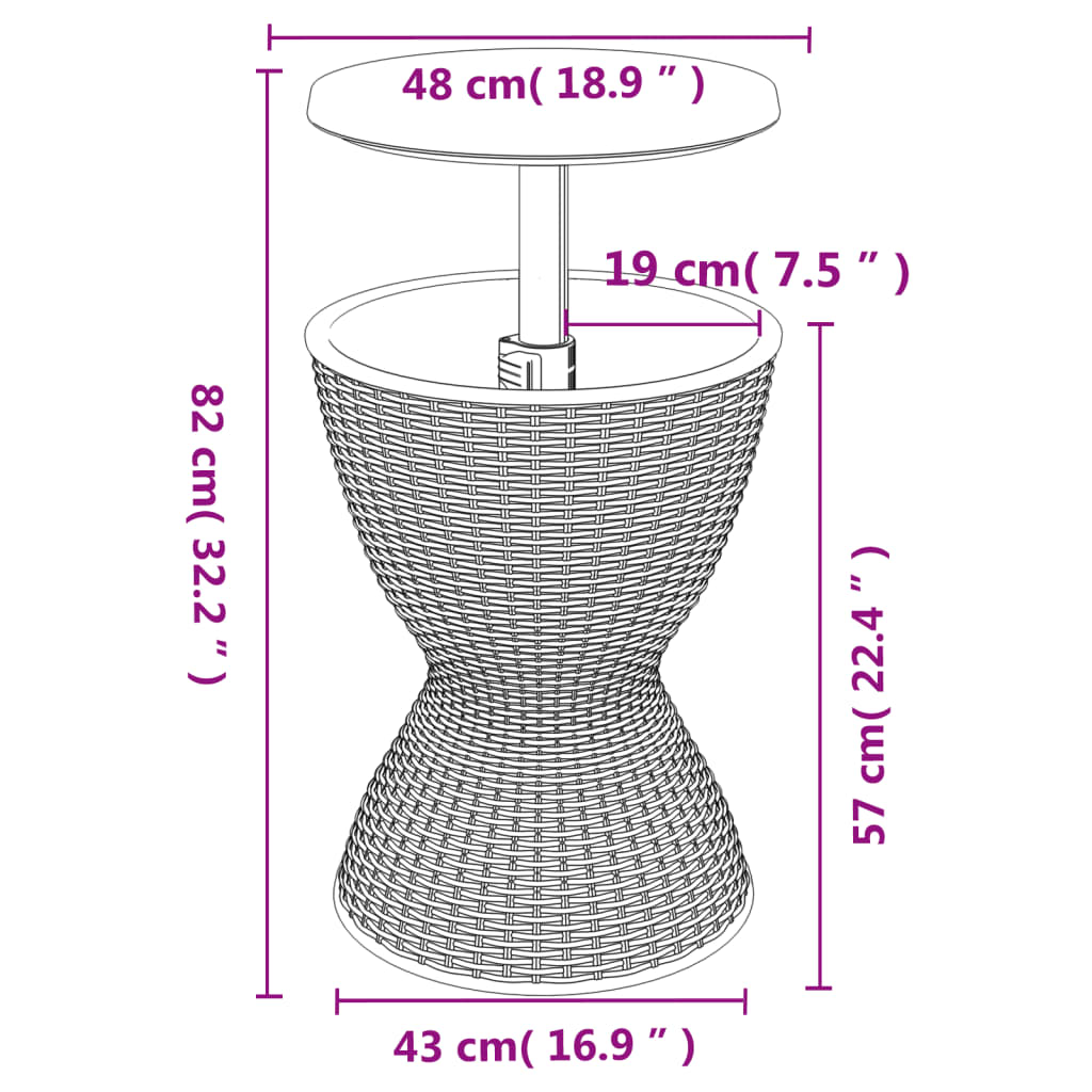 Ijskoeltafel 3-In-1 Polypropeen Lichtbruin