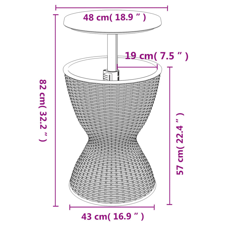 Ijskoeltafel 3-In-1 Polypropeen Lichtbruin