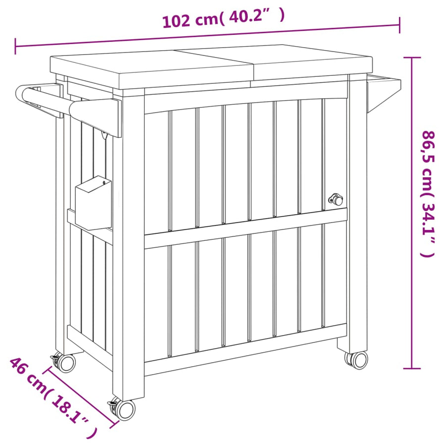 Serveerwagen 3-In-1 Polypropeen Zwart