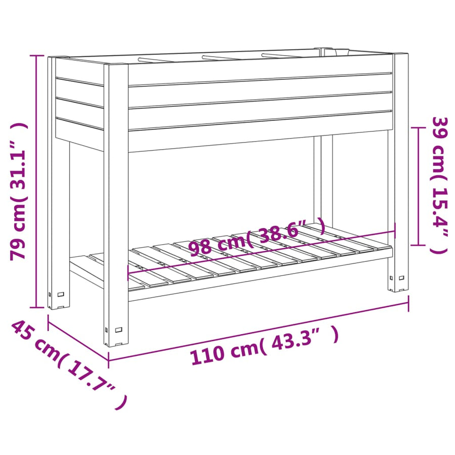 Plantenbak Verhoogd 110X45X79 Cm Polypropeen Lichtbruin