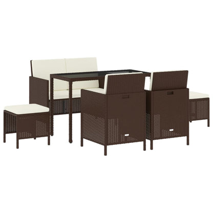 6-Delige Tuinset Met Kussens Poly Rattan Bruin