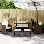 Tuinset 6-delig poly rattan bruin