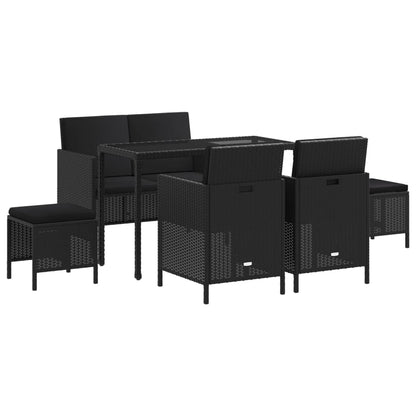 6-Delige Tuinset Met Kussens Poly Rattan Zwart