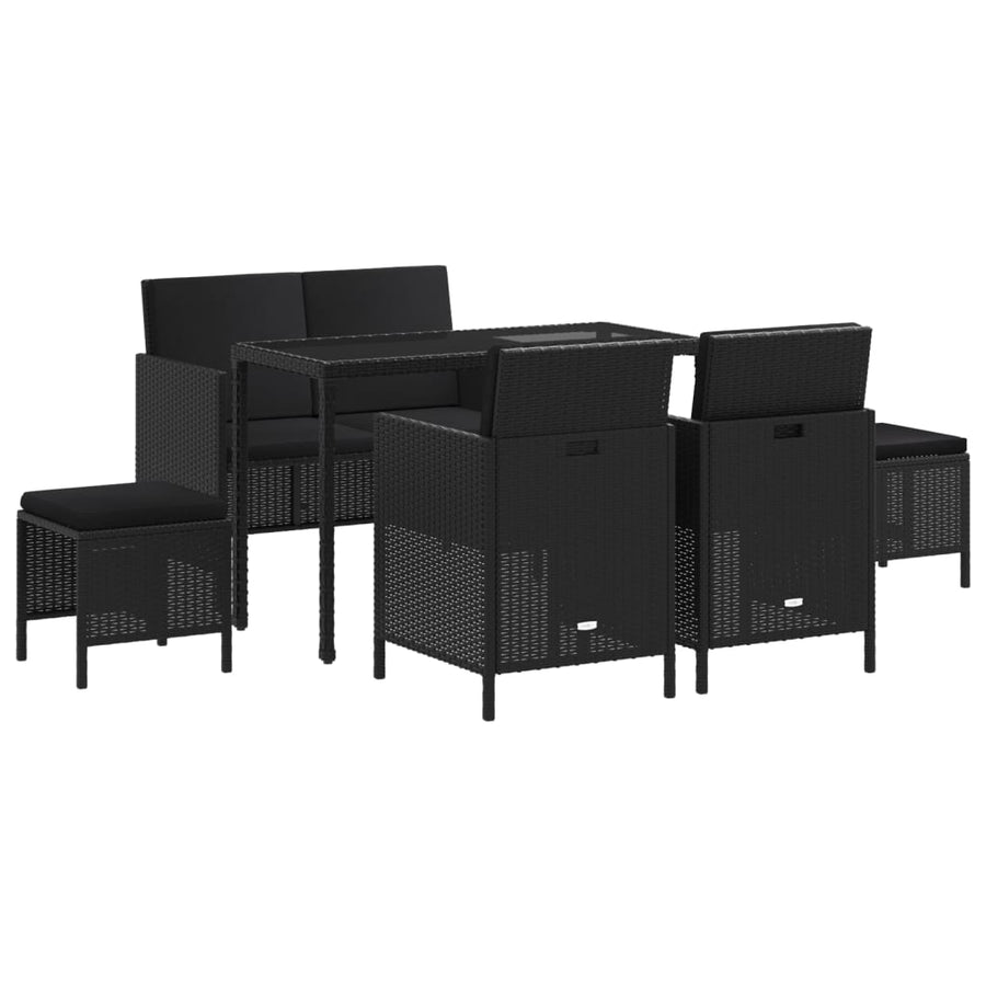 6-Delige Tuinset Met Kussens Poly Rattan Zwart