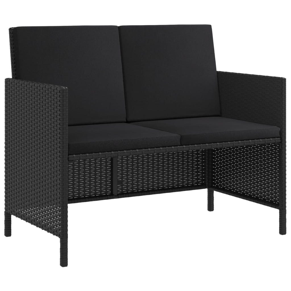 6-Delige Tuinset Met Kussens Poly Rattan Zwart