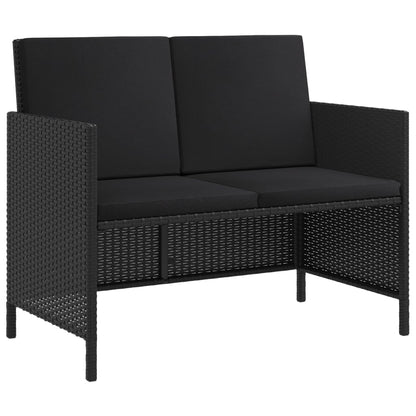 6-Delige Tuinset Met Kussens Poly Rattan Zwart