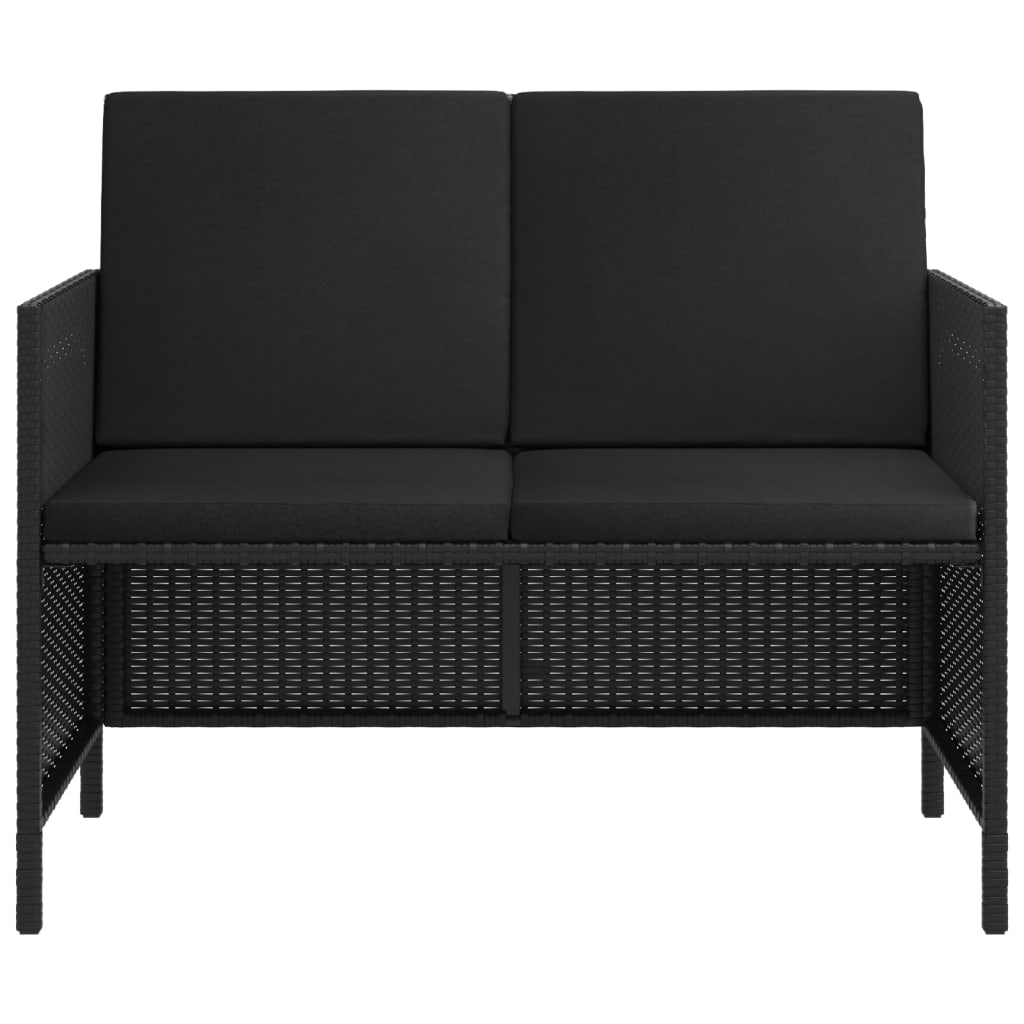 6-Delige Tuinset Met Kussens Poly Rattan Zwart