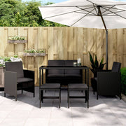 Tuinset 6-delig poly rattan zwart