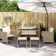 Tuinset 6-delig poly rattan beige met kussens