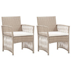 Tuinstoelen 2 stuks poly rattan beige met kussens