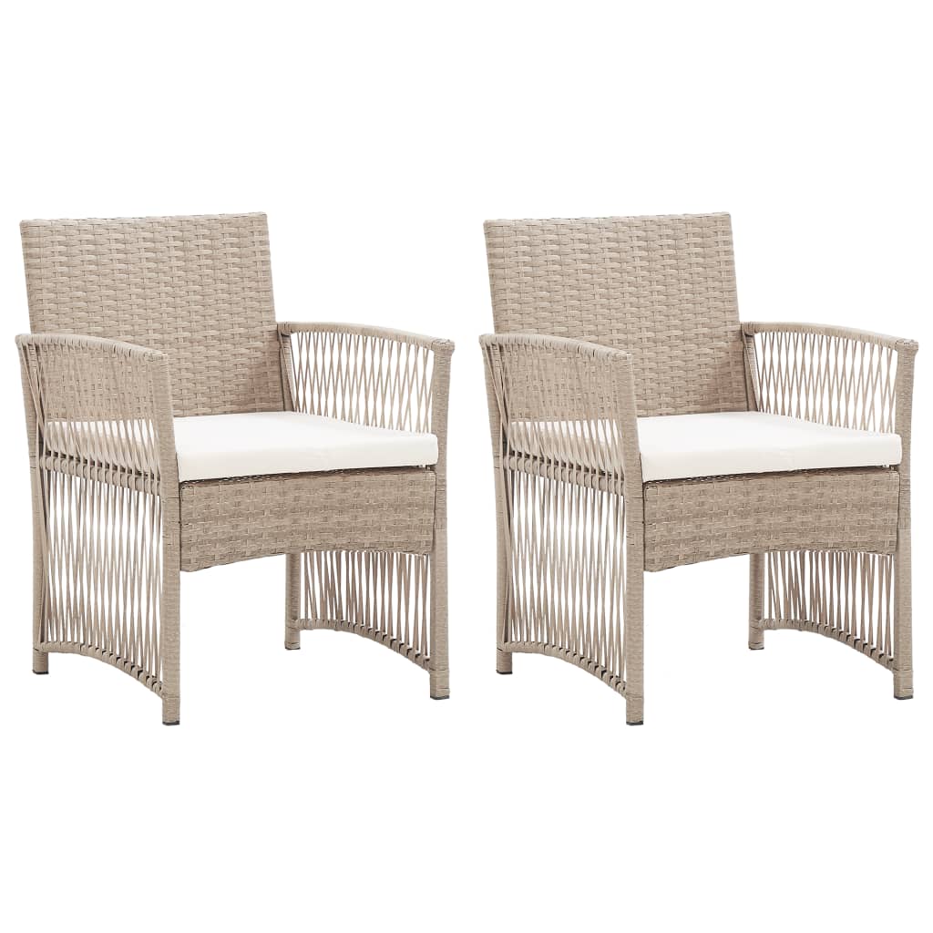 Tuinstoelen met kussens 2 st poly rattan beige