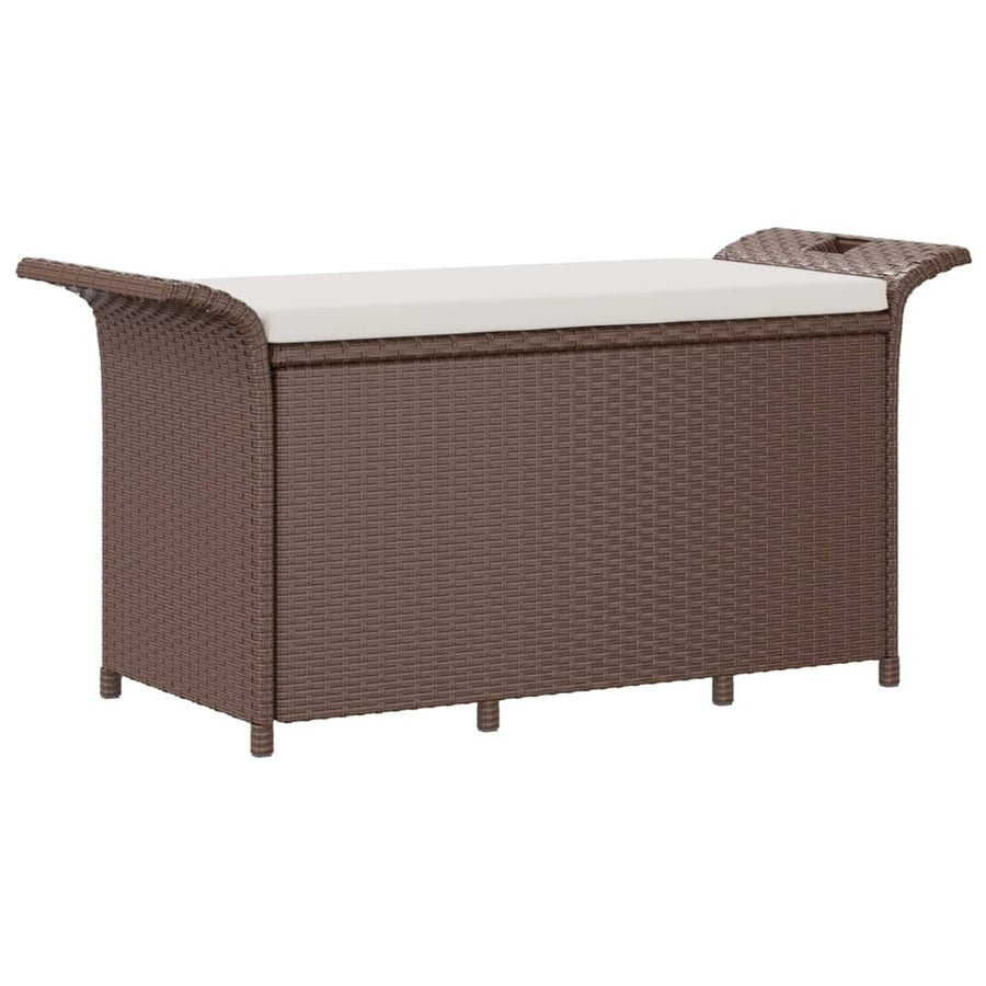 Tuinbank Met Kussen Poly Rattan 116 x 46 x 57 cm Bruin