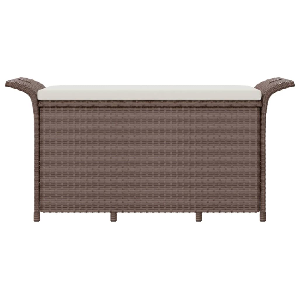 Tuinbank Met Kussen Poly Rattan 116 x 46 x 57 cm Bruin