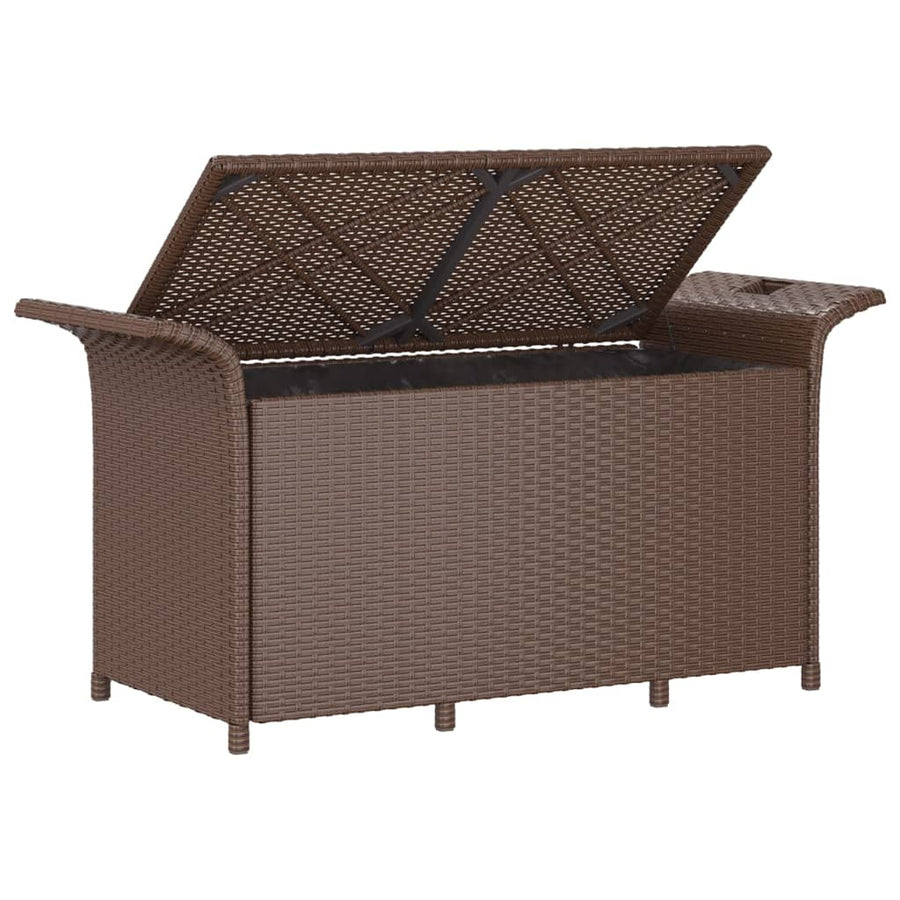 Tuinbank Met Kussen Poly Rattan 116 x 46 x 57 cm Bruin