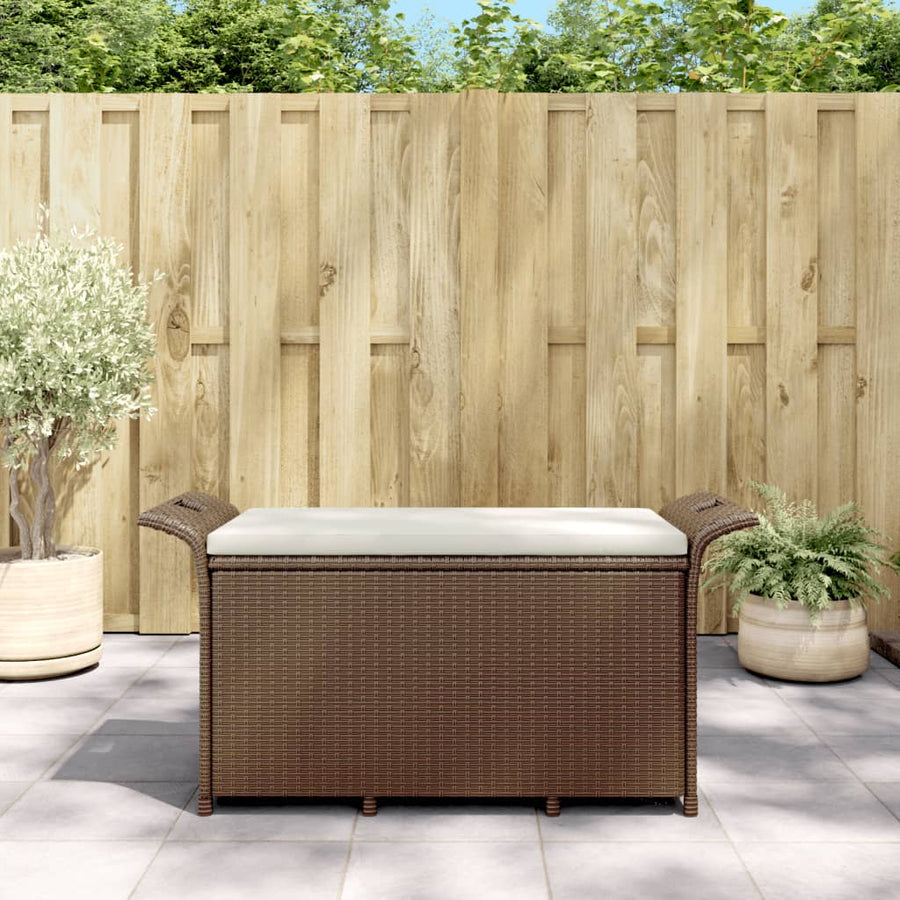 Tuinbank Met Kussen Poly Rattan 116 x 46 x 57 cm Bruin