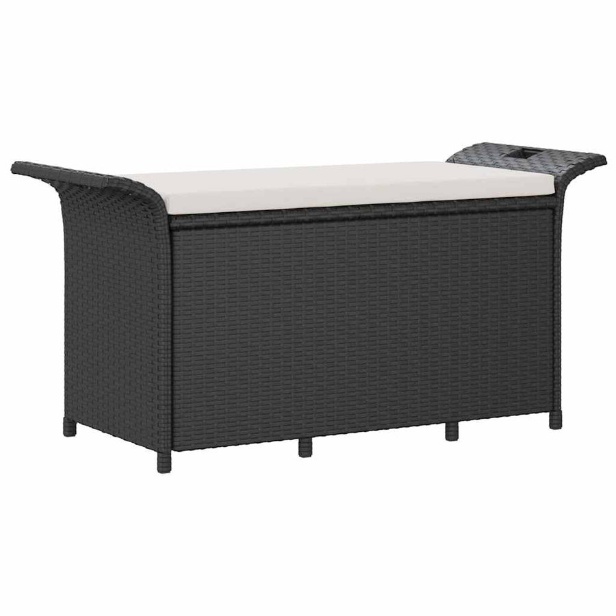 Tuinbank Met Kussen Poly Rattan 116 x 46 x 57 cm Zwart