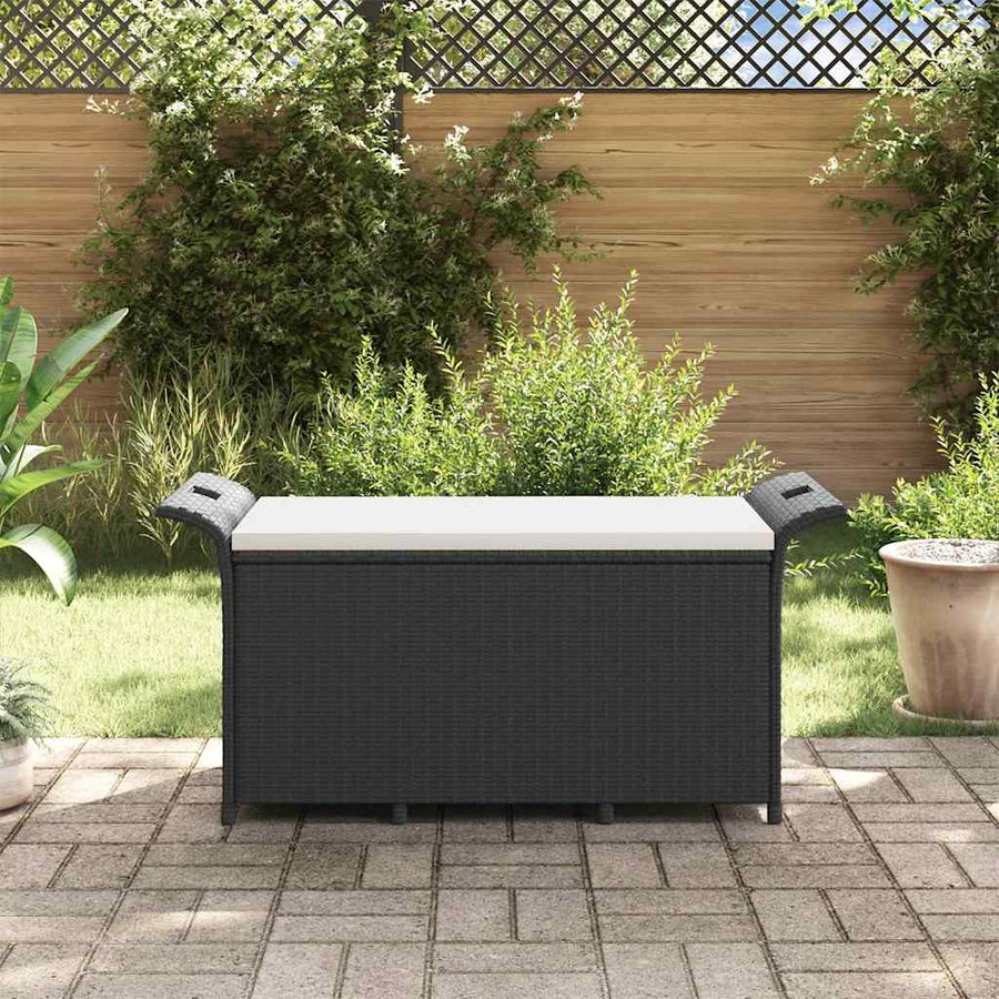 Tuinbank Met Kussen Poly Rattan 116 x 46 x 57 cm Zwart