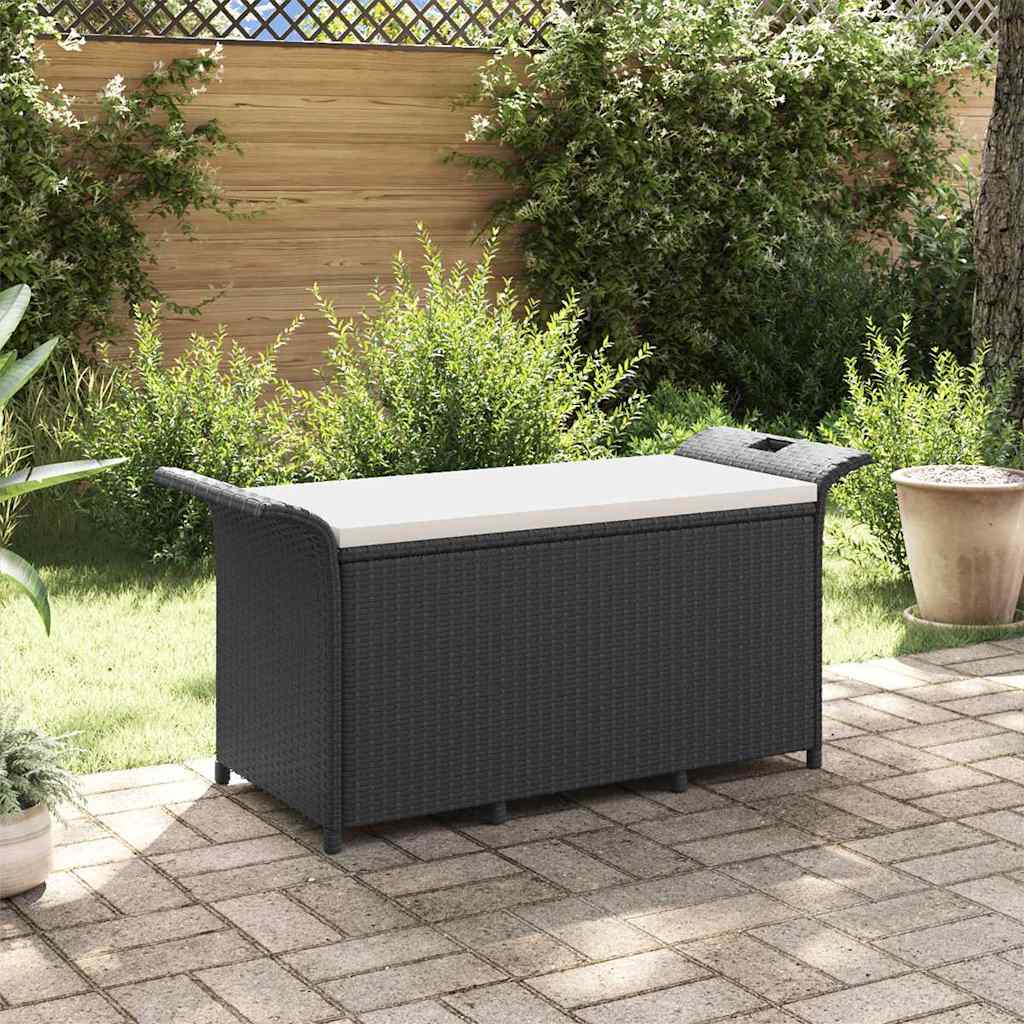 Tuinbank Met Kussen Poly Rattan 116 x 46 x 57 cm Zwart