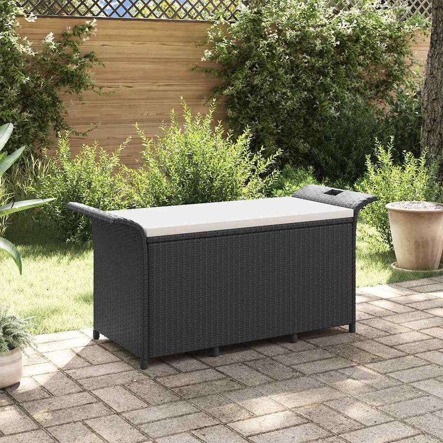 Tuinbank Met Kussen Poly Rattan 116 x 46 x 57 cm Zwart