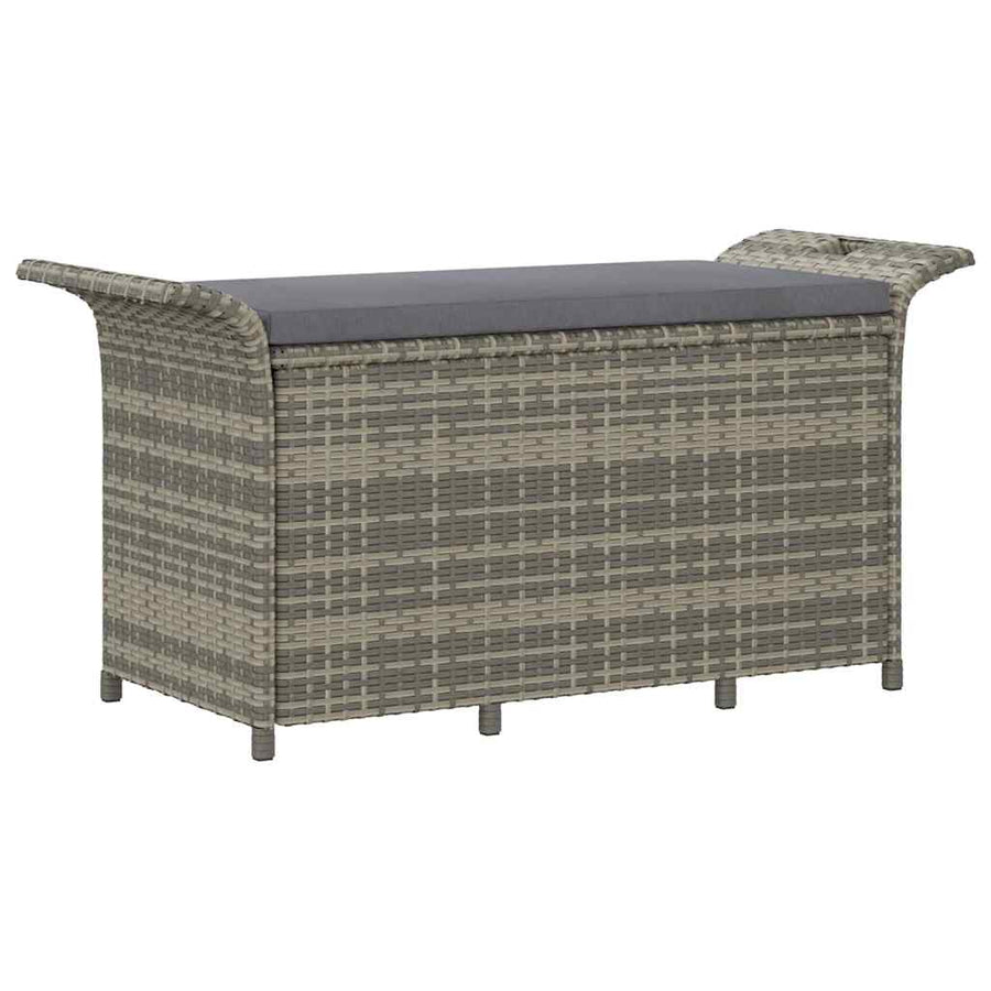 Tuinbank Met Kussen Poly Rattan 116 x 46 x 57 cm Grijs