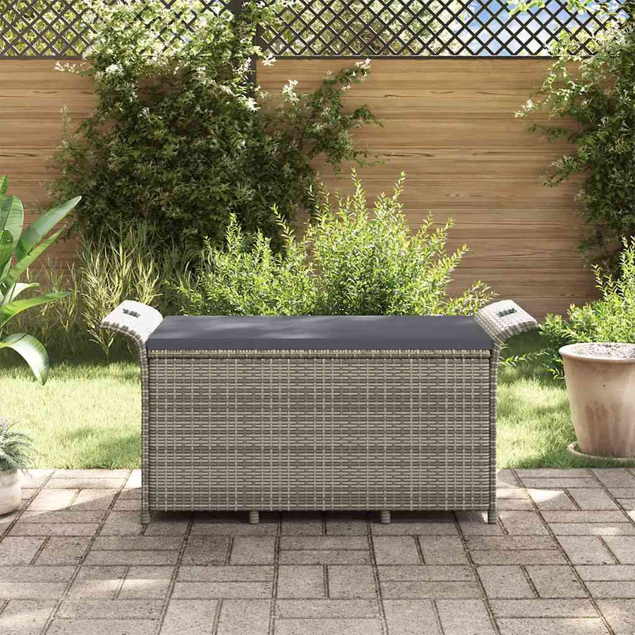Tuinbank Met Kussen Poly Rattan 116 x 46 x 57 cm Grijs