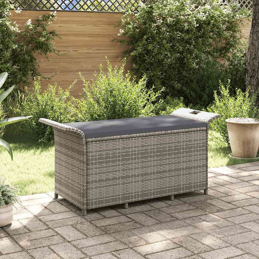 Tuinbank Met Kussen Poly Rattan 116 x 46 x 57 cm Grijs