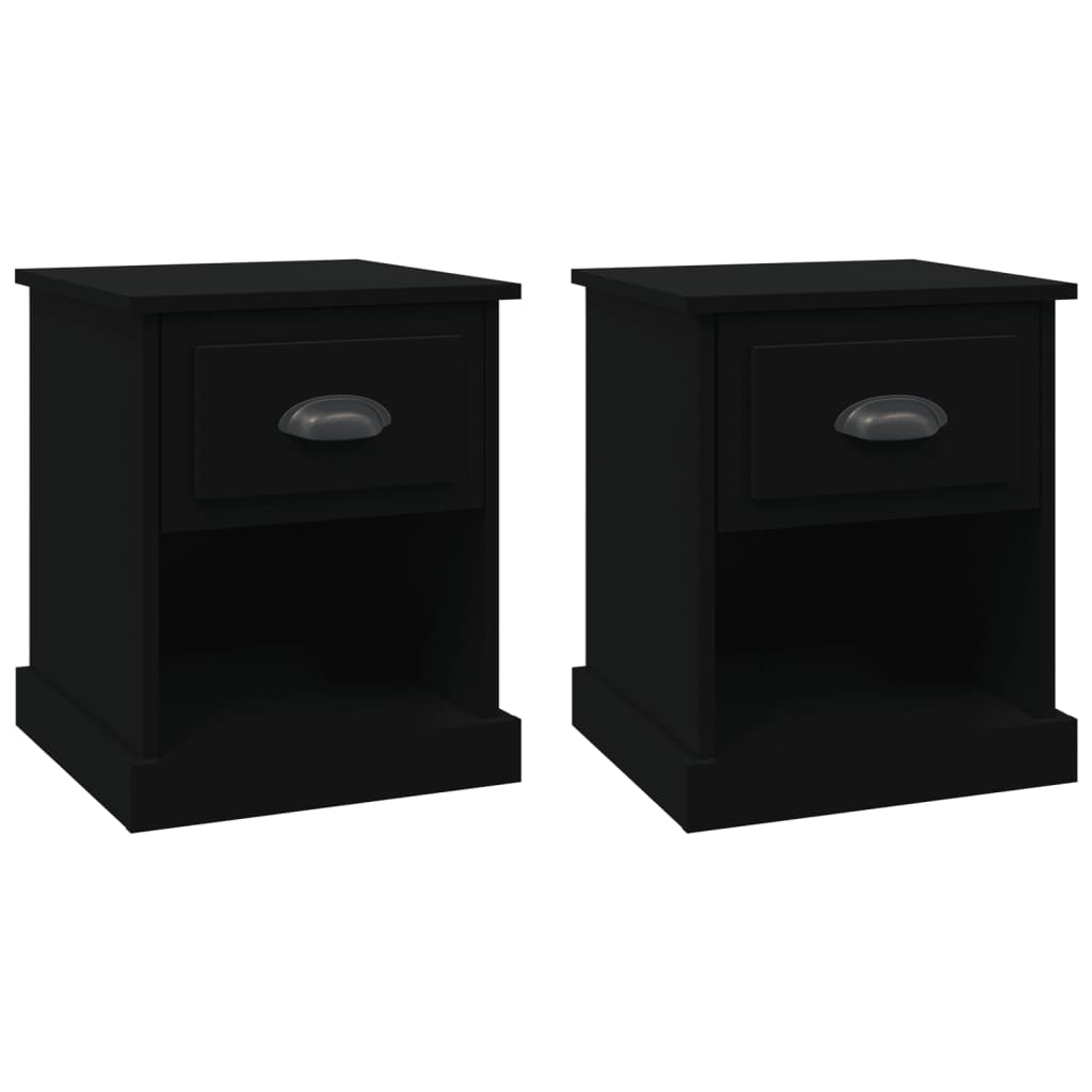 Nachtkastjes 2 St 39X39X47,5 Cm Bewerkt Hout Zwart