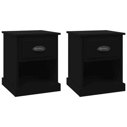 Nachtkastjes 2 St 39X39X47,5 Cm Bewerkt Hout Zwart