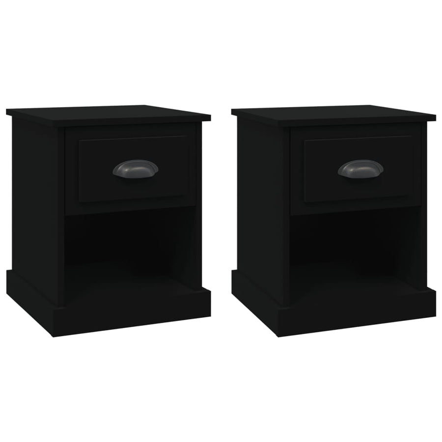 Nachtkastjes 2 St 39X39X47,5 Cm Bewerkt Hout Zwart