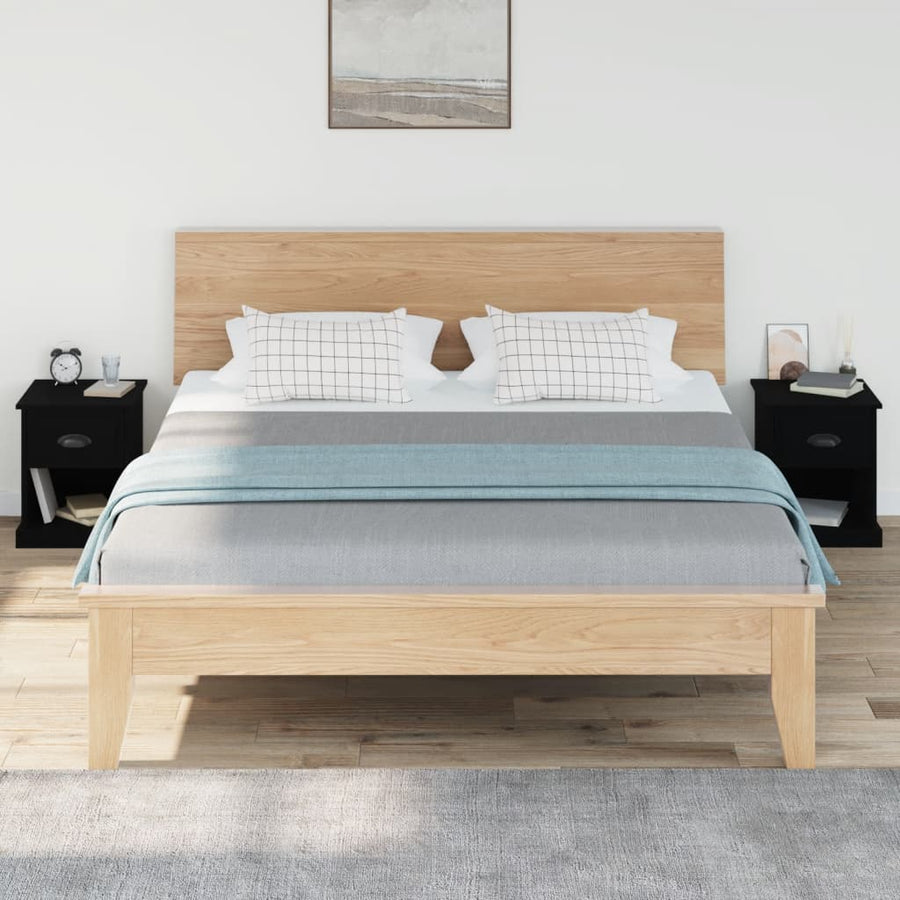 Nachtkastjes 2 St 39X39X47,5 Cm Bewerkt Hout Zwart
