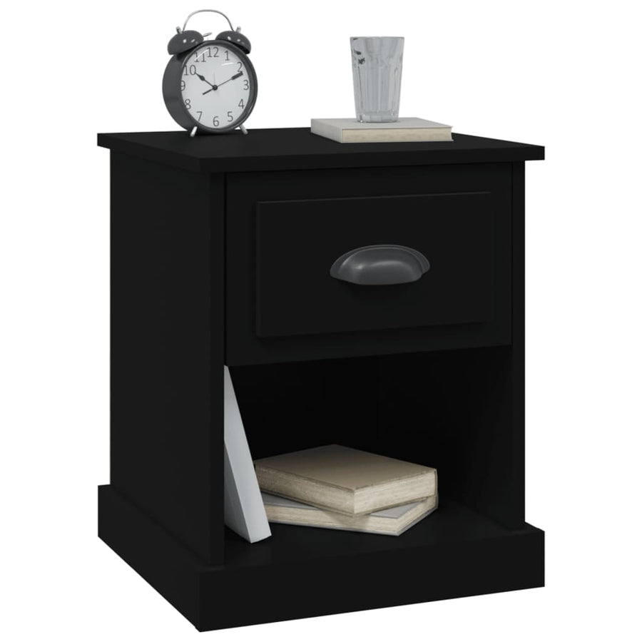 Nachtkastjes 2 St 39X39X47,5 Cm Bewerkt Hout Zwart