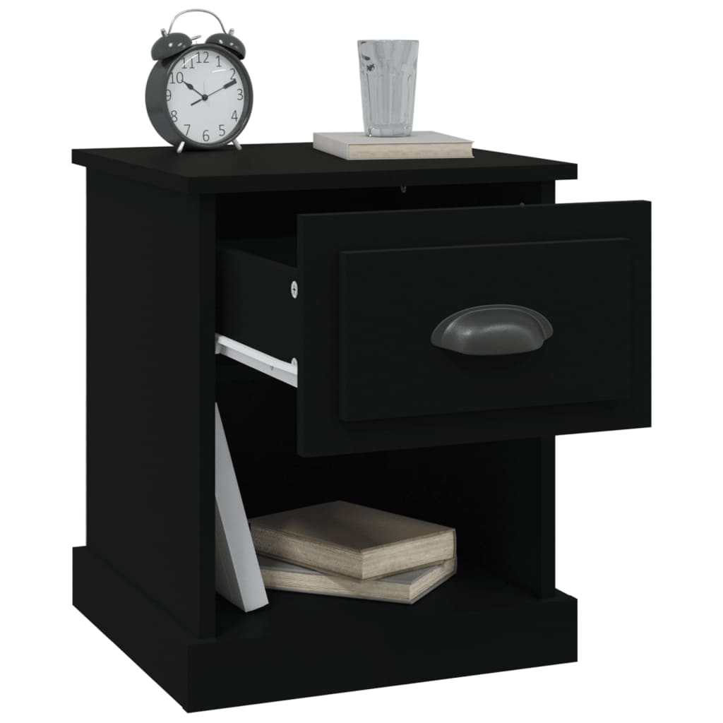 Nachtkastjes 2 St 39X39X47,5 Cm Bewerkt Hout Zwart