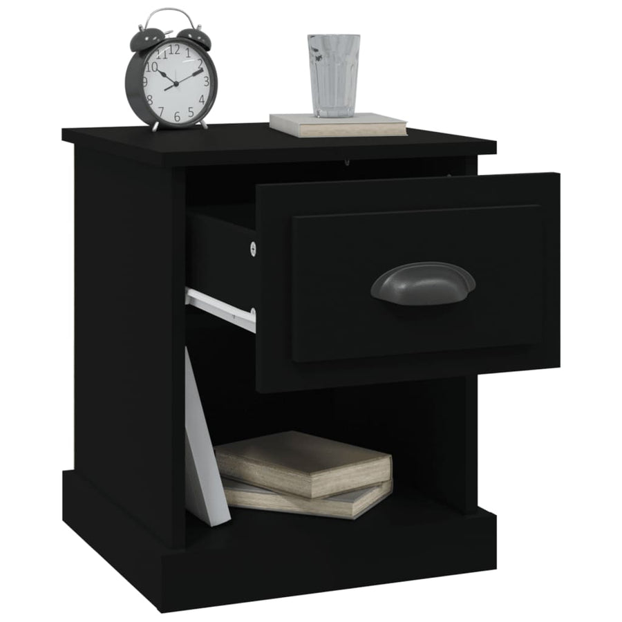 Nachtkastjes 2 St 39X39X47,5 Cm Bewerkt Hout Zwart