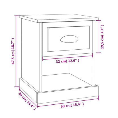 Nachtkastjes 2 St 39X39X47,5 Cm Bewerkt Hout Zwart