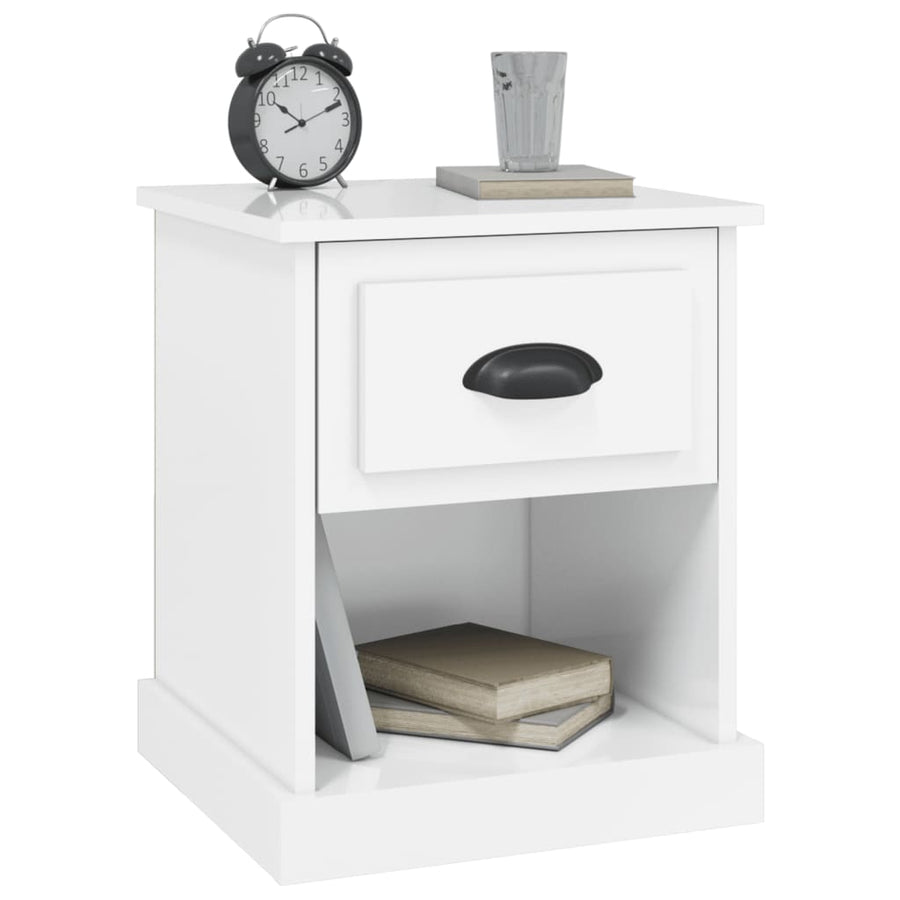 Nachtkastje 39X39X47,5 Cm Bewerkt Hout Hoogglans Wit