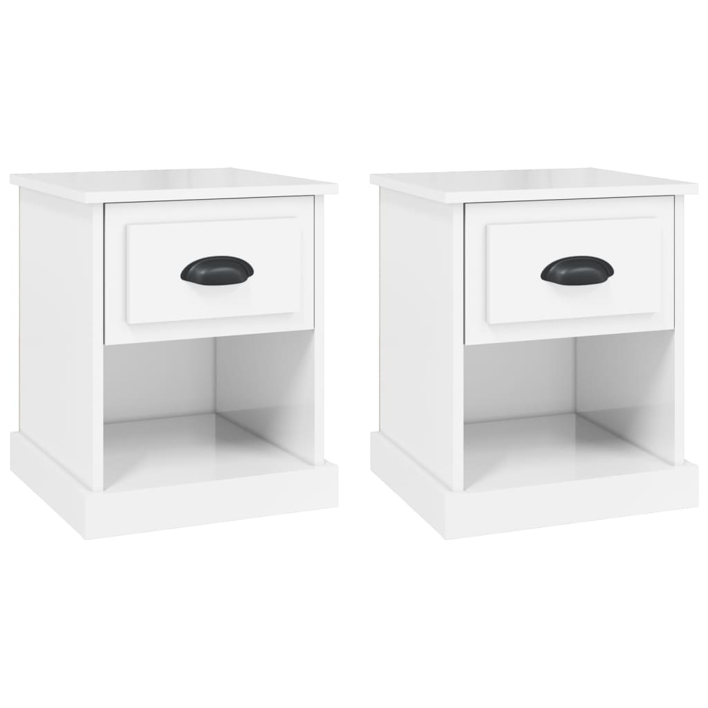 Nachtkastjes 2 St 39X39X47,5 Cm Bewerkt Hout Hoogglans Wit