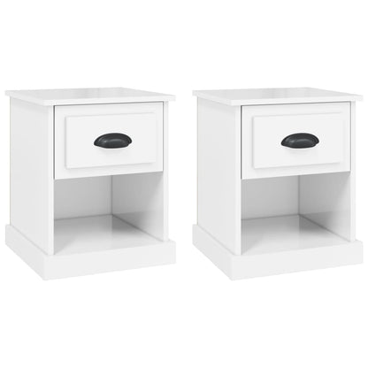 Nachtkastjes 2 St 39X39X47,5 Cm Bewerkt Hout Hoogglans Wit