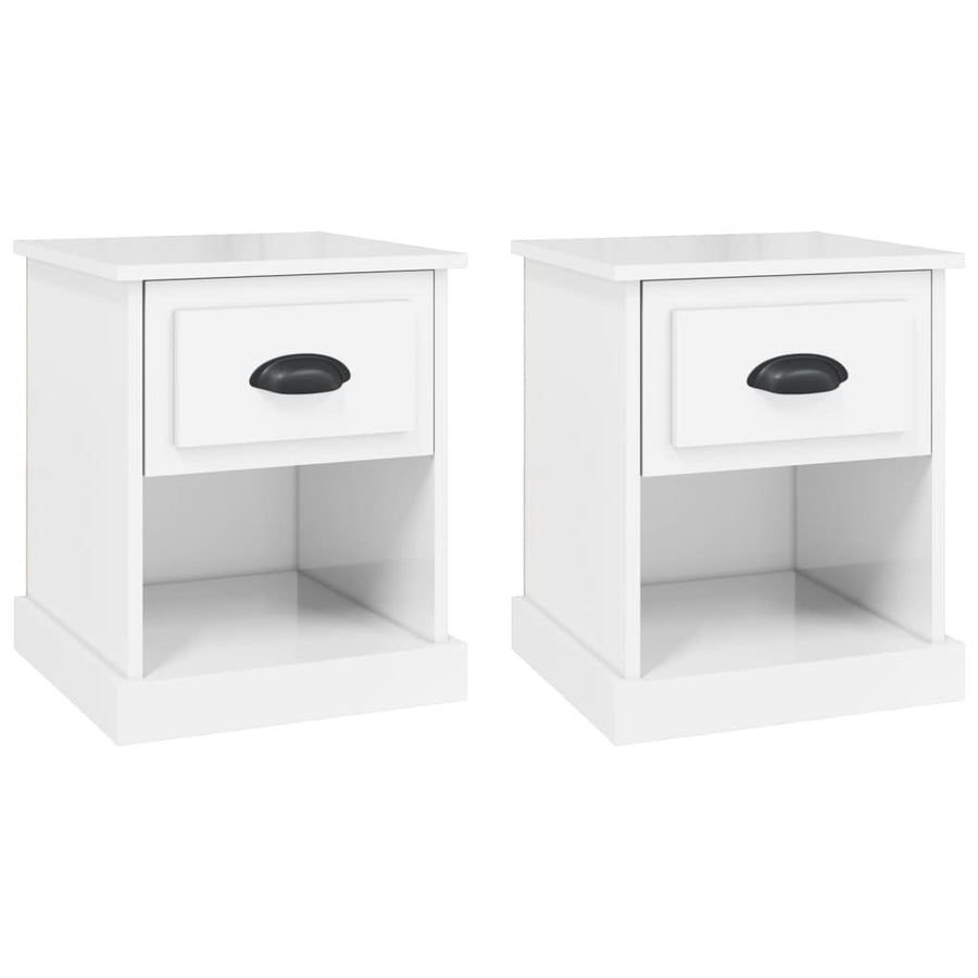 Nachtkastjes 2 St 39X39X47,5 Cm Bewerkt Hout Hoogglans Wit