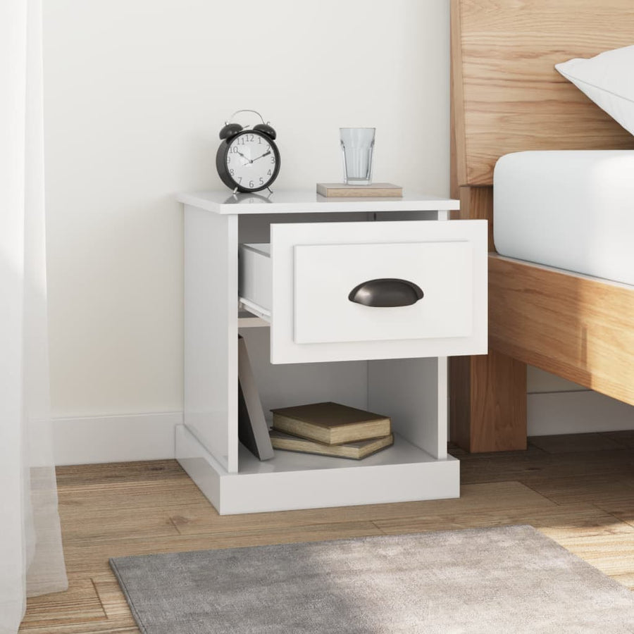 Nachtkastjes 2 St 39X39X47,5 Cm Bewerkt Hout Hoogglans Wit