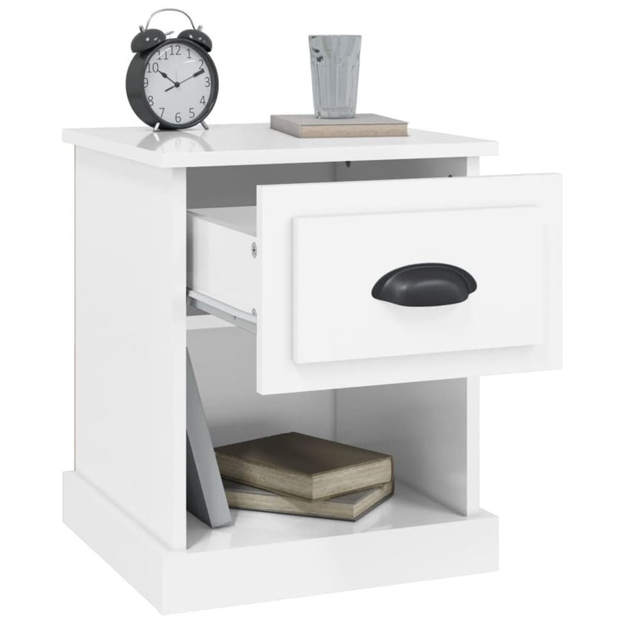 Nachtkastjes 2 St 39X39X47,5 Cm Bewerkt Hout Hoogglans Wit