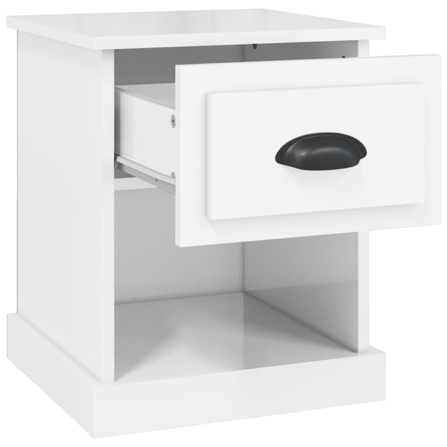 Nachtkastjes 2 St 39X39X47,5 Cm Bewerkt Hout Hoogglans Wit