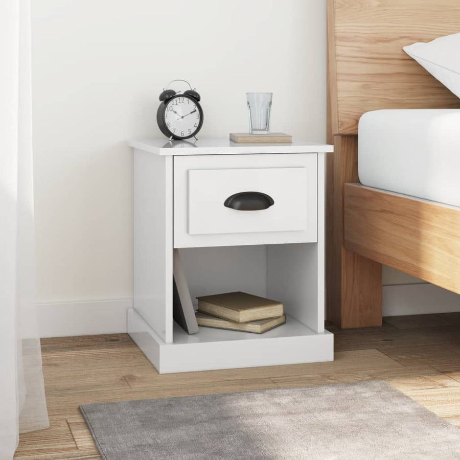 Nachtkastjes 2 St 39X39X47,5 Cm Bewerkt Hout Hoogglans Wit