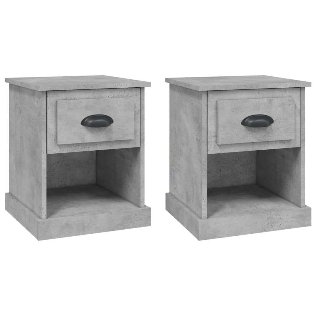 Nachtkastjes 2 St 39X39X47,5 Cm Bewerkt Hout Betongrijs