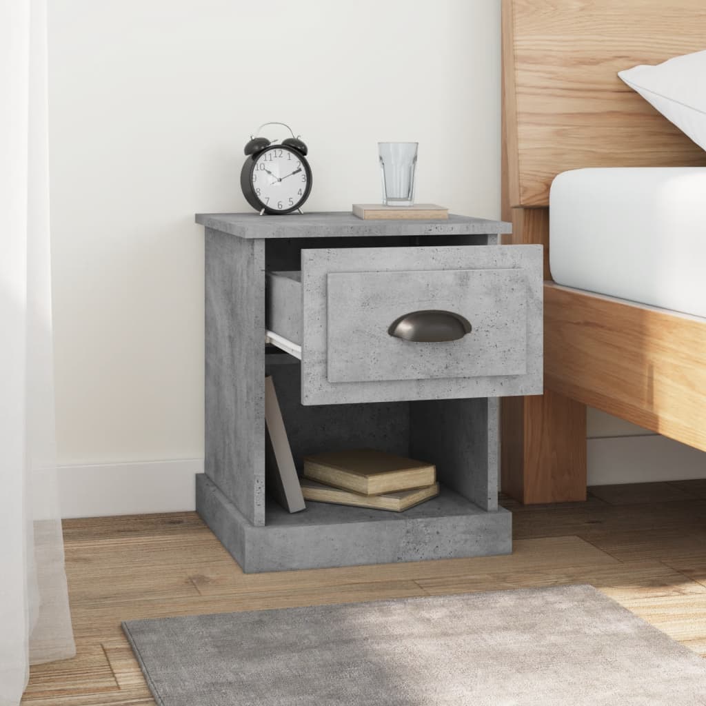 Nachtkastjes 2 St 39X39X47,5 Cm Bewerkt Hout Betongrijs