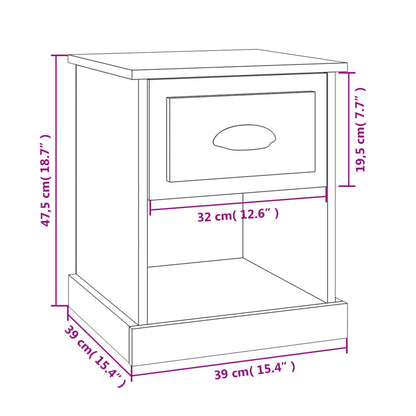 Nachtkastjes 2 St 39X39X47,5 Cm Bewerkt Hout Betongrijs