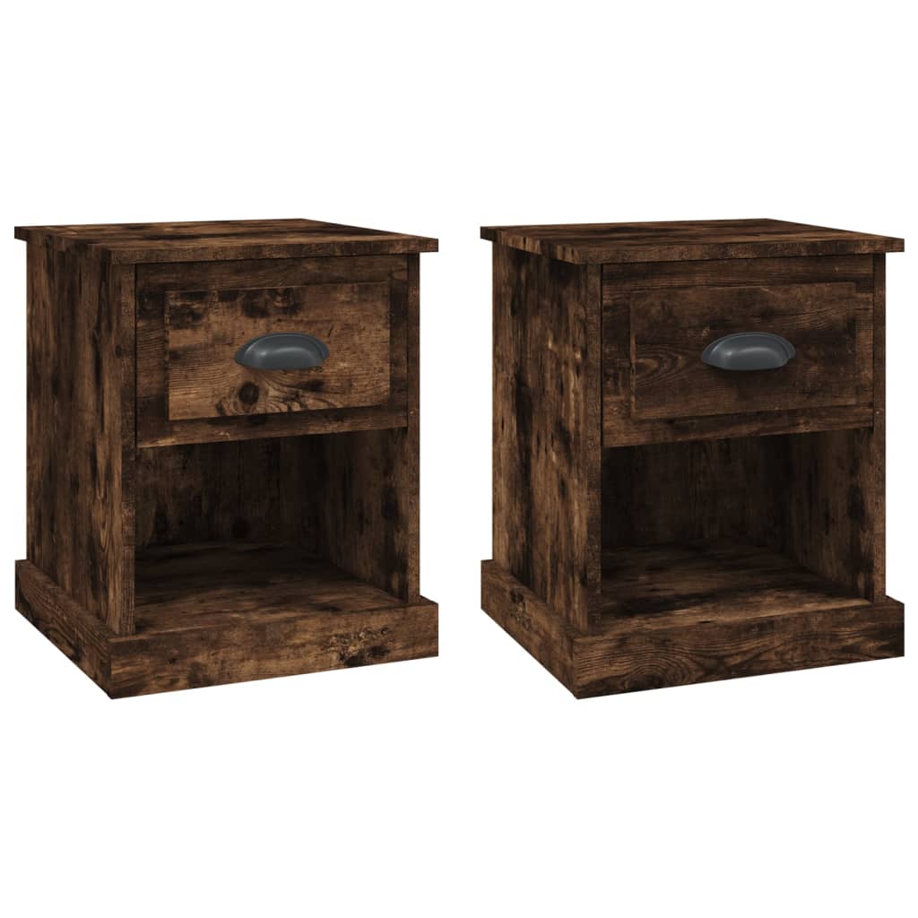 Nachtkastjes 2 St 39X39X47,5 Cm Bewerkt Hout Gerookt Eikenkleur