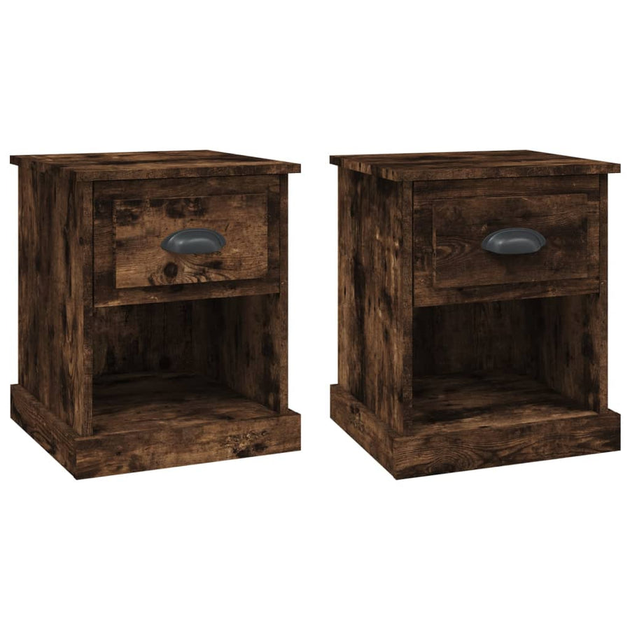 Nachtkastjes 2 St 39X39X47,5 Cm Bewerkt Hout Gerookt Eikenkleur