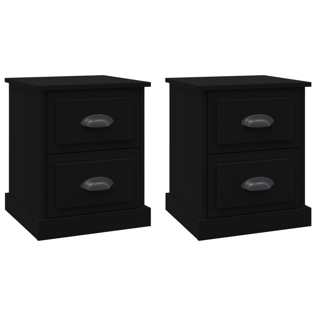 Nachtkastjes 2 St 39X39X47,5 Cm Bewerkt Hout Zwart
