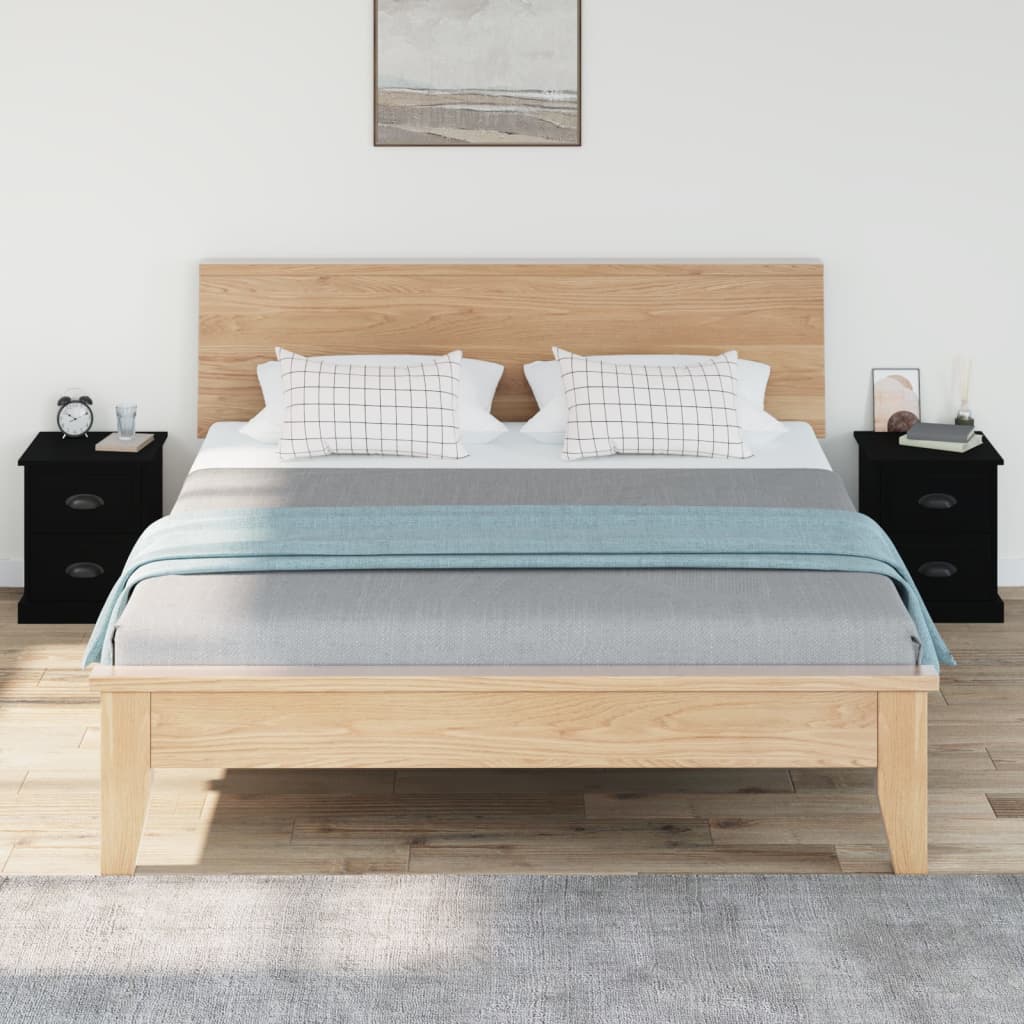 Nachtkastjes 2 St 39X39X47,5 Cm Bewerkt Hout Zwart