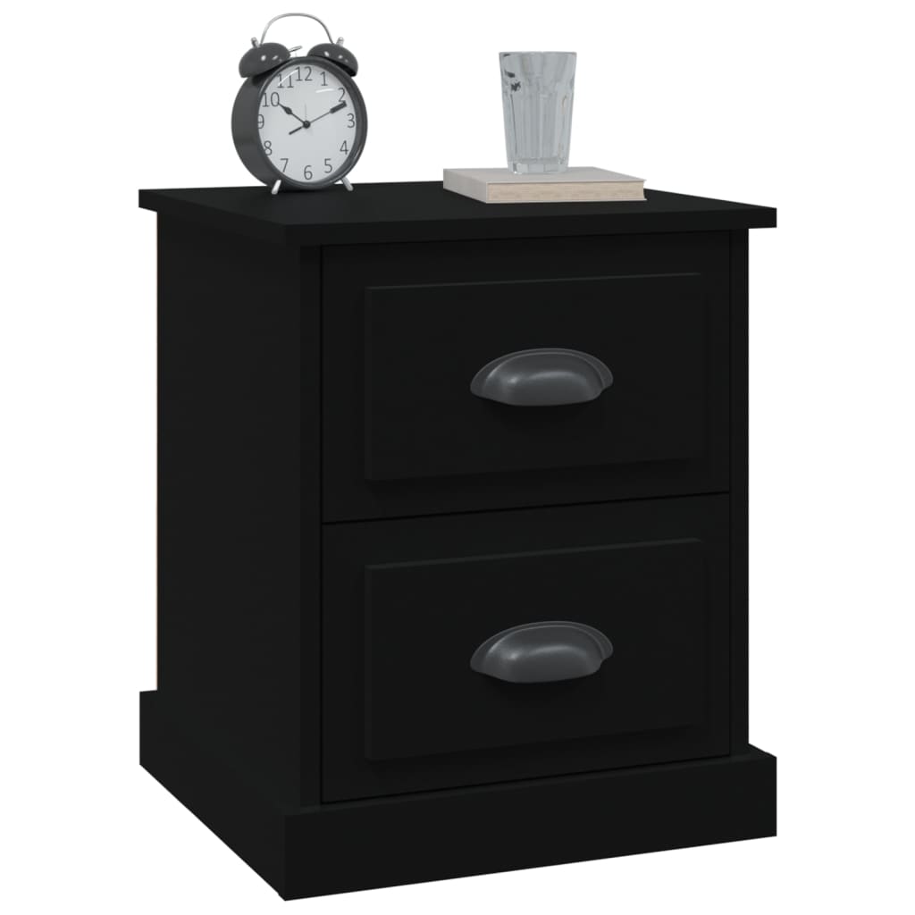 Nachtkastjes 2 St 39X39X47,5 Cm Bewerkt Hout Zwart